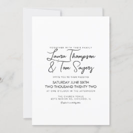 Convite Script de Letreiro Minimalista Preto Casamento