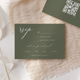 Convite Script de Noiva Oliva Elegante Moderno RSVP