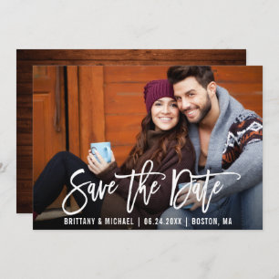 Convite Script de Pincel Moderno Salva A Placa De Madeira 