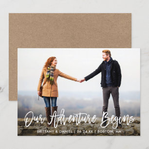 Convite Script De Pincel Salve A Data Da Placa Kraft