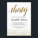 Convite Script de Pontos de Confetti Dourados aniversário<br><div class="desc">Confetti Dots Dourado moderno Script aniversário de 30 anos Invitation O design apresenta 'trinta' em um moderno script elegante e sotaque dourado confetti pontos. Se você quiser personalizar o texto 'trinta' para outra idade,  sinta-se à vontade para nos enviar um e-mail em panggadesigns@gmail.com.</div>
