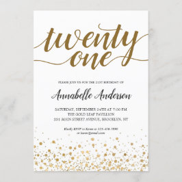 Convite Script de Pontos de Confetti Dourados aniversário 