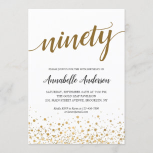 Convite Script de Pontos de Confetti Moderno Dourado de An