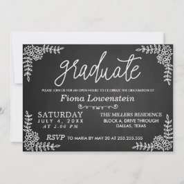 Convite Script de quadro chalkboard | Floral | Graduação O