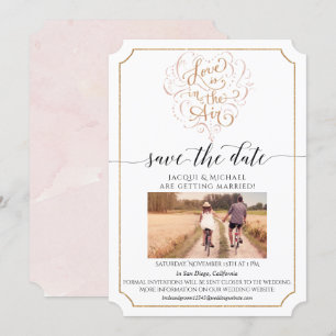 Convite Script de Tipografia Amor em Ar Dourado Salve a Da
