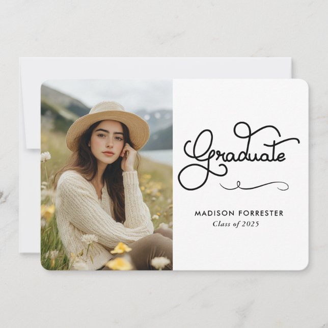 Convite Script de Tipografia do Formando Moderno (Frente)