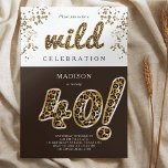 Convite Script do Balão de Folha aniversário de 40 anos Le<br><div class="desc">Leopard Foil Balloon Script Modern Birthday design. Os produtos correspondentes podem ser encontrados na coleção de Aniversários Adultos do Leopard Foil Balloon.</div>
