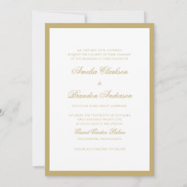 Convite Script Dourado clássico formal e casamento de bord