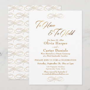 Convite Script Dourado Elegante Para Ter E Manter Recepção