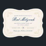Convite Script Elegante Bat Mitzvah<br><div class="desc">Marfim e marinho Elegante Bat Mitzvah convite design por Shelby Allison.</div>