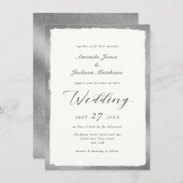 Convite Script Elegante com Casamento Formal de Silver Sem