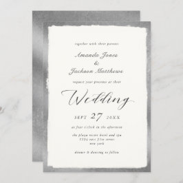 Convite Script Elegante com Casamento Mínimo de Borda Silv