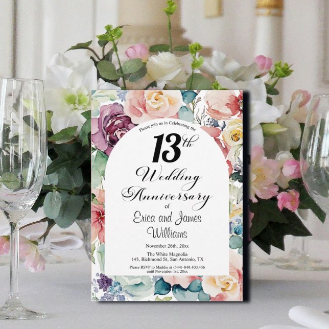 Convite Script Elegante de Aniversário de Casamento de 13 (Criador carregado)