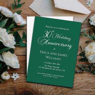 Convite Script Elegante de Aniversário de Casamento de 30 