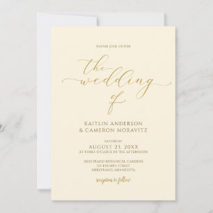 Convite Script Elegante De Caligrafia De Casamento Creme E