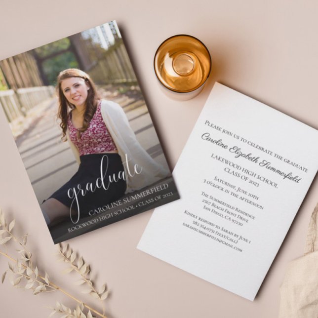 Convite Script Elegante de Fotografia de festa de formatur (Criador carregado)