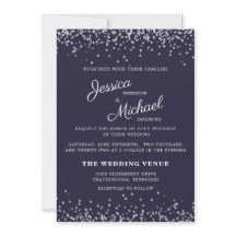 Script Elegante De Marinho Azul De Prata De Casame