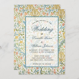 Convite Script Elegante De Padrão De Casamento Floral Morr
