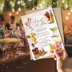 Convite Script elegante estoque o Chá dos Casais Bares