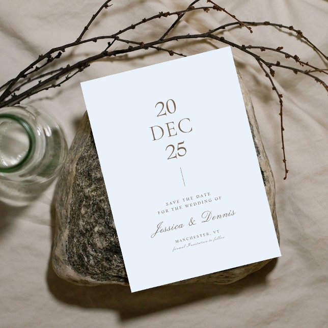 Convite Script Elegante mínimo Azul claro Salvar a Data (Criador carregado)