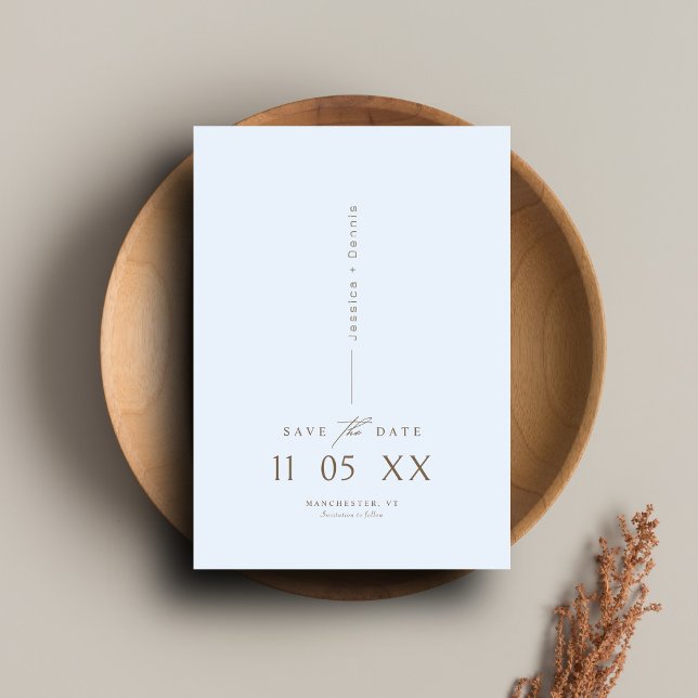 Convite Script Elegante mínimo Azul claro Salvar a Data (Criador carregado)