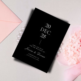 Convite Script Elegante Mínimo Moderno B&W Salvar a Data