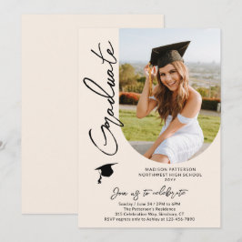 Convite Script Elegante Moderno de Festa de formatura de F