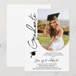 Convite Script Elegante Moderno de Festa de formatura de F