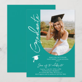 Convite Script Elegante Moderno de Festa de formatura de F