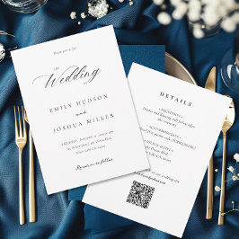 Convite Script Elegante Moderno Tudo em Um Casamento