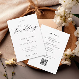 Convite Script Elegante Moderno Tudo em Um Casamento