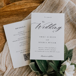 Convite Script Elegante Moderno Tudo em Um Casamento