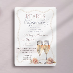 Convite Script Elegante Pearls & Chá de panela prosecco