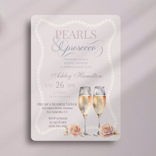 Convite Script Elegante Pearls & Chá de panela prosecco