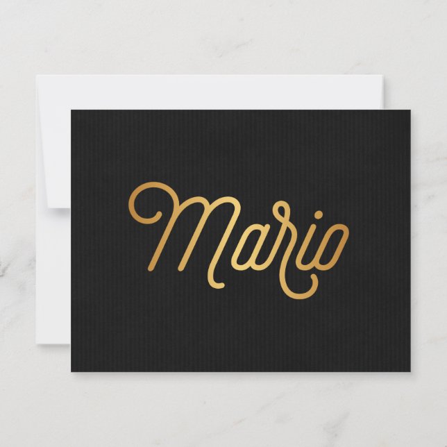 Convite Script Elegante Personalizado Mario Dourado Preto (Verso)