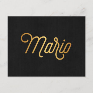 Convite Script Elegante Personalizado Mario Dourado Preto