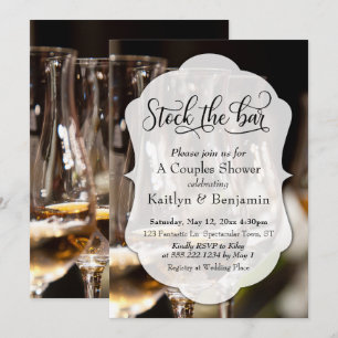 Convite Script Elegante, Photo Stock no Chá dos Casais do