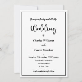 Convite Script Elegante Preto e Branco