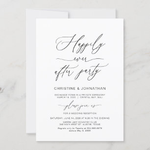 Convite Script Elegante, Preto, Elopemento De Casamento