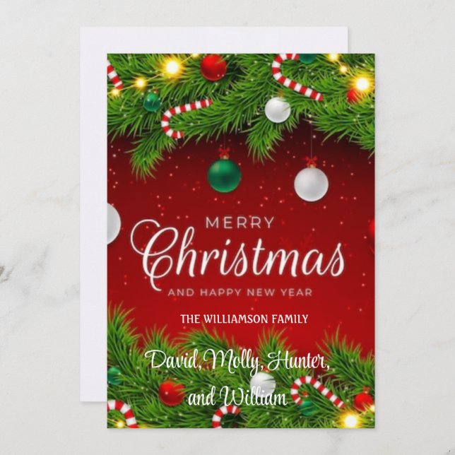 Convite Script Felry Natal Red Holiday Card (Frente/Verso)