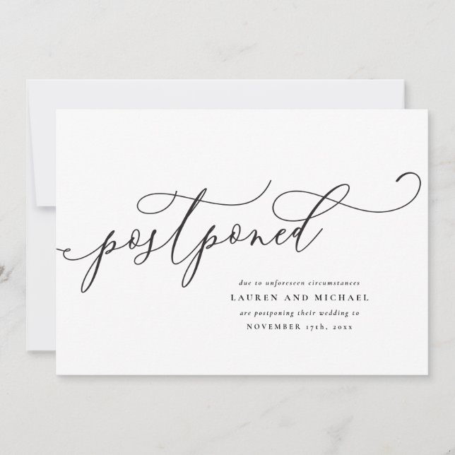 Convite Script Florescido Adiamento Alterar a Data (Frente)