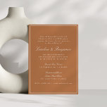 Convite Script Formal Clássico de Fronteira Casamento Terr<br><div class="desc">Convite para Casamento Elegante de Script Clássico Tradicional Formal com Borda Estreita e Detalhes de RSVP Online em Terracotta com Texto Branco</div>