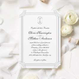 Convite Script Formal com Casamento Monograma de Quadro Ge