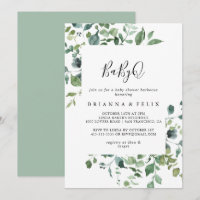 Script Green Foliage BabyQ Chá de fraldas Barbecue