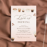 Convite Script Love is Breing Pink Coffee Chá de panela<br><div class="desc">Surpreenda seus entes queridos com este chá de panela na moda,  com café bonito a aquarela e detalhes editáveis. Personalize-o facilmente clicando na opção "personalizar".</div>