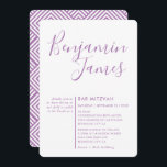 Convite SCRIPT MINIMAL simples Bar moderno Mitzvah púrpura<br><div class="desc">por kat massard >> WWW.SIMPLYSWEETPAPERIE.COM <<< Um super-na moda e design de convite sofisticado para o BAR/BAT MITZVAH do seu filho! Dica: 1. Para alterar/mover gráficos e fontes e adicionar mais texto - pressione o botão "personalizar". - - - - - - - - - - - - - -...</div>