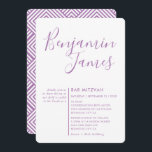 Convite SCRIPT MINIMAL simples Bar moderno Mitzvah púrpura<br><div class="desc">por kat massard >> WWW.SIMPLYSWEETPAPERIE.COM <<< Um super-na moda e design de convite sofisticado para o BAR/BAT MITZVAH do seu filho! Dica: 1. Para alterar/mover gráficos e fontes e adicionar mais texto - pressione o botão "personalizar". - - - - - - - - - - - - - -...</div>