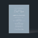 Convite Script Minimalista Dusty Blue Modern Bat Mitzvah<br><div class="desc">Convite de Bat Mitzvah,  Azul Moderno,  Manuscrito Minimalista e Personalizado</div>