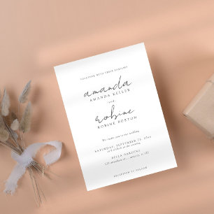 Convite Script Minimalista e Casamento Sério