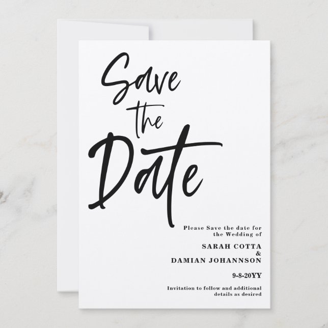 Convite Script minimalista Kraft Salve a data (Frente)